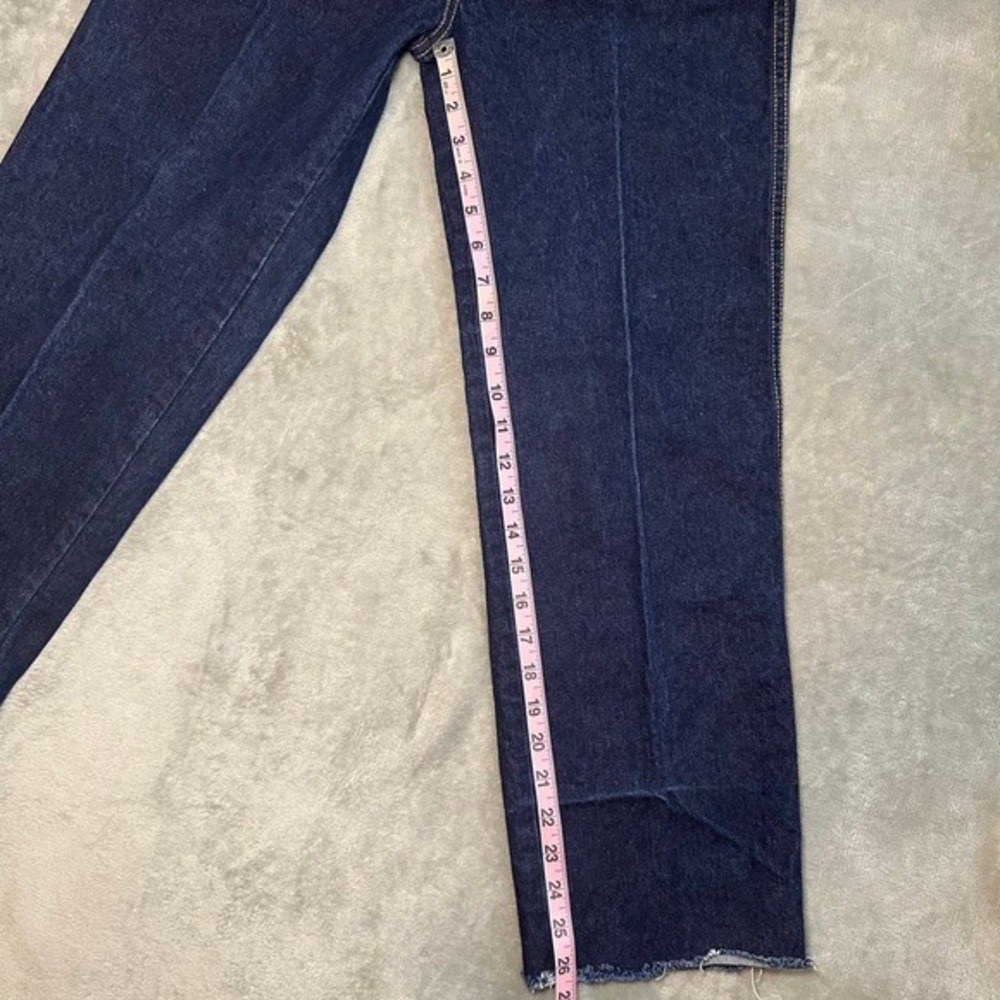 Vintage Jordache J9 Jeans Size 32L *27x26.5 Dark Wash Straight Leg Raw Hem 80s - Picture 15 of 17